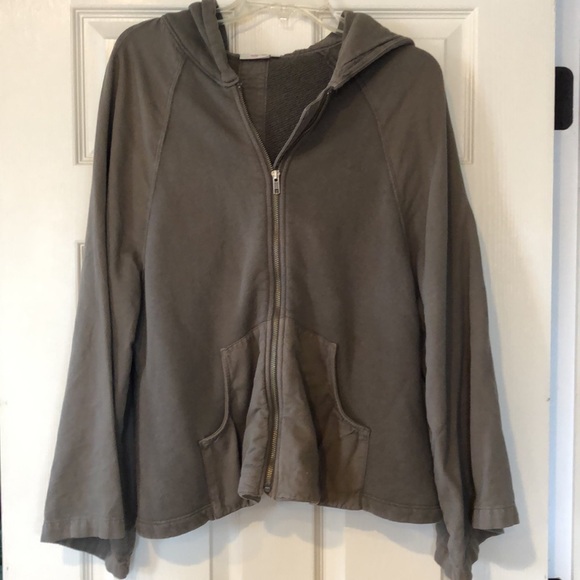 Ag jeans olive color cotton dolman sleeve zip up hoodie sz s - Picture 2 of 5